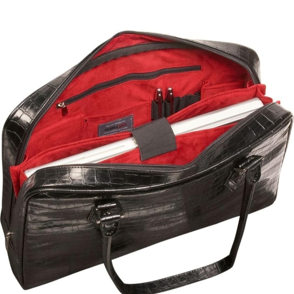 MobileEdge Black Leather Laptop Bag with Crocodile Texture - Picture 6 of 15